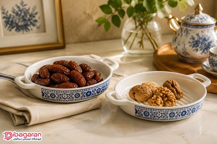 ست دو عددی تابه سرامیکی طرح گلبرگ آبی
