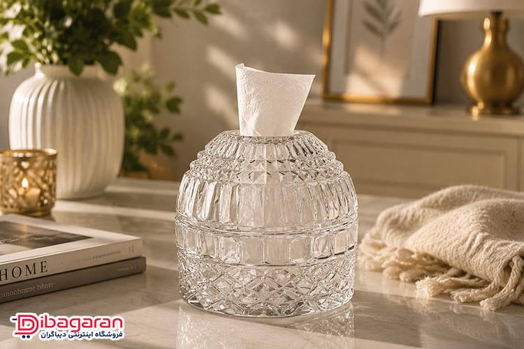 جا دستمال کاغذی شیشه ای طرح کلبه دنیز