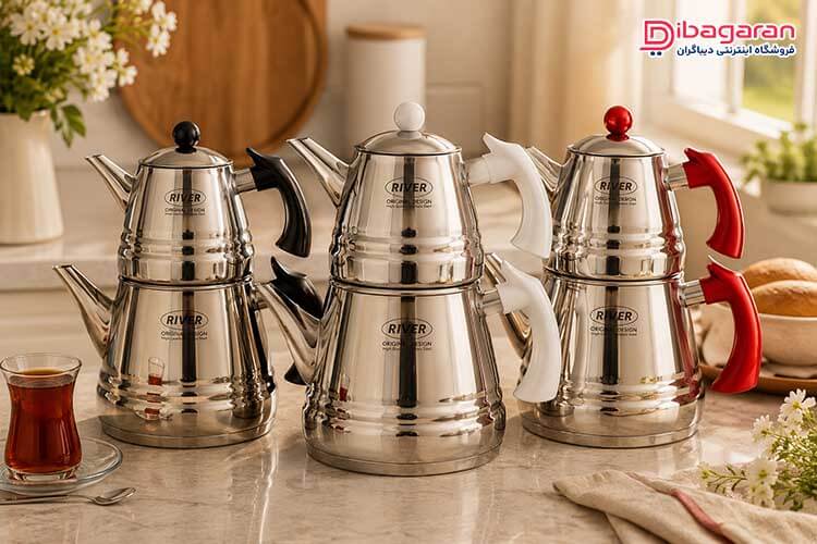 کتری قوری استیل 3 لیتر دسته باکالیت ریور