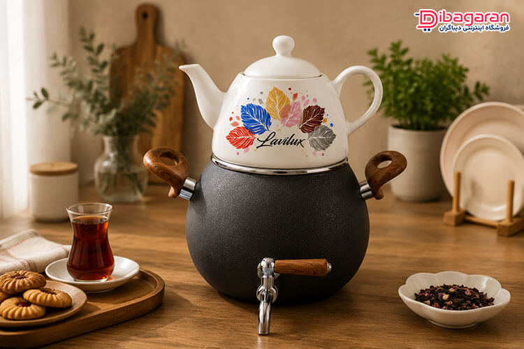 کتری قوری 3لیتر دسته طرح چوب ریور مدل 5890