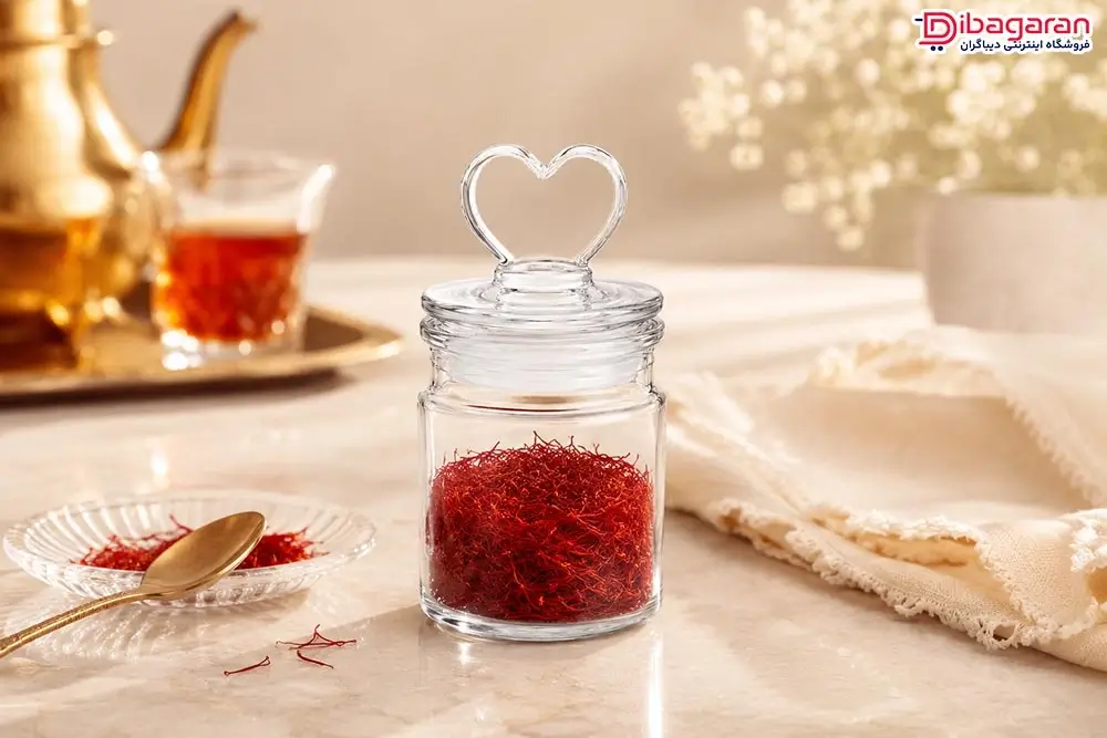 بانکه شیشه ای زعفران درب قلبی