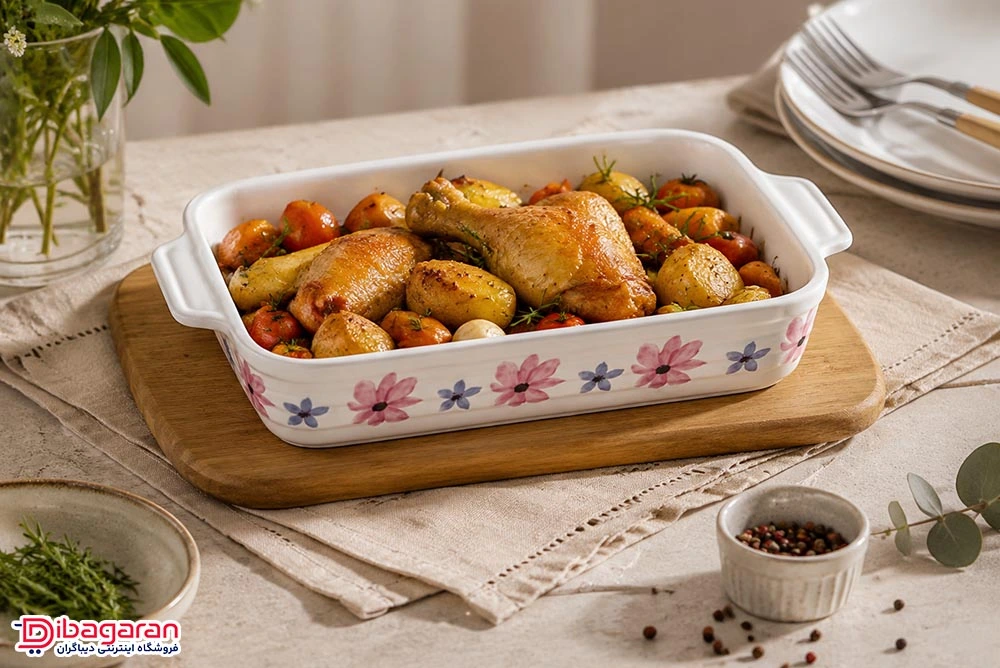 مرغ خوری مستطیل طرح گل بهاری