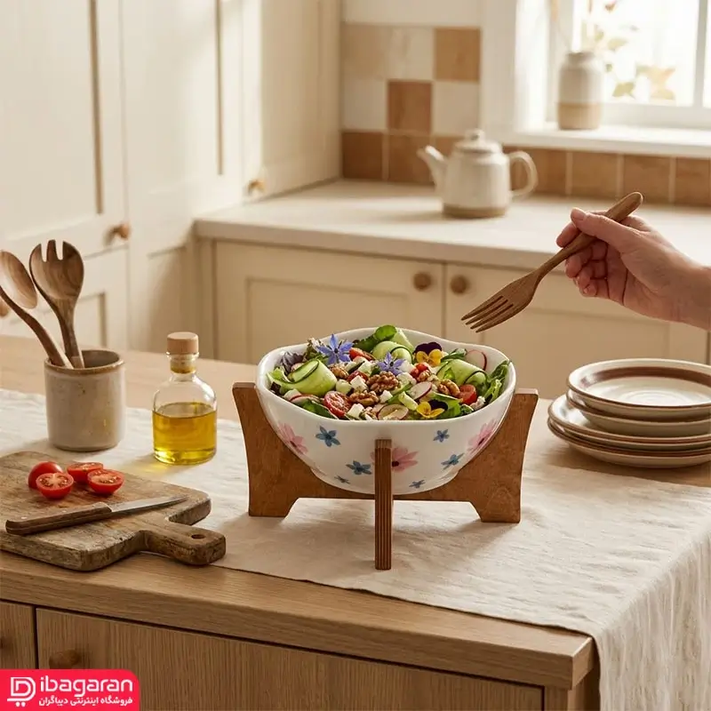 ظرف پذیرایی آلاله با پایه چوبی