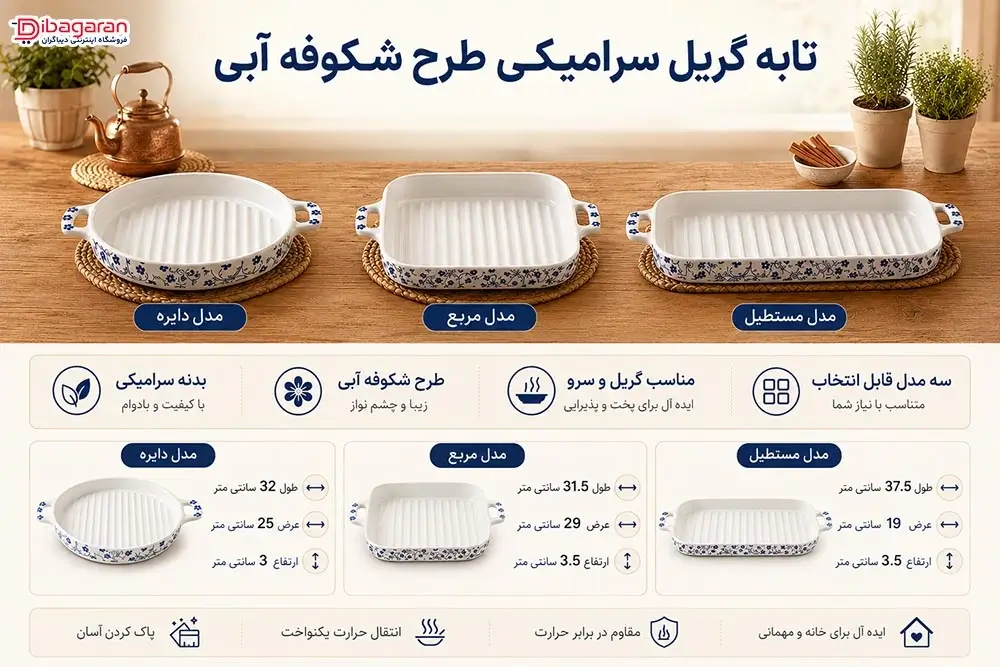مزایای تابه گریل سرامیکی طرح شکوفه آبی