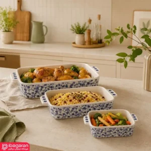 مرغ خوری مستطیل کلاسیک گل آبی