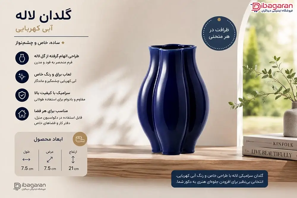 ویژگی های گلدان لاله آبی کهربایی