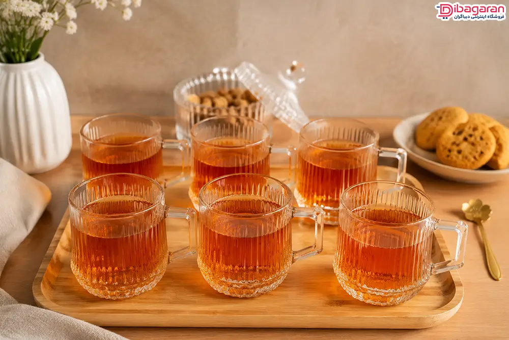 نیم لیوان دسته دار شیشه ای