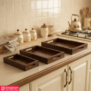 سینی تمام چوب پذیرایی مدل نیمه دالبری