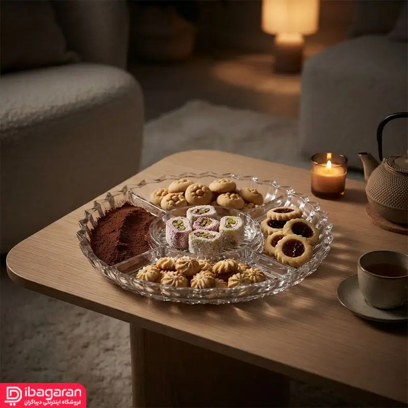 اردو خوری بلوری شفاف مناسب سرو آجیل و تنقلات