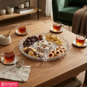 ظرف پذیرایی بلوری پنج قسمتی مدل سلین کادو