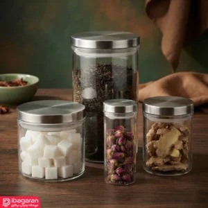 بانکه شیشه ای کوچک ریور با درب استیل