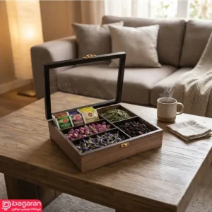 جعبه نظم دهنده چای و دمنوش با درب شفاف