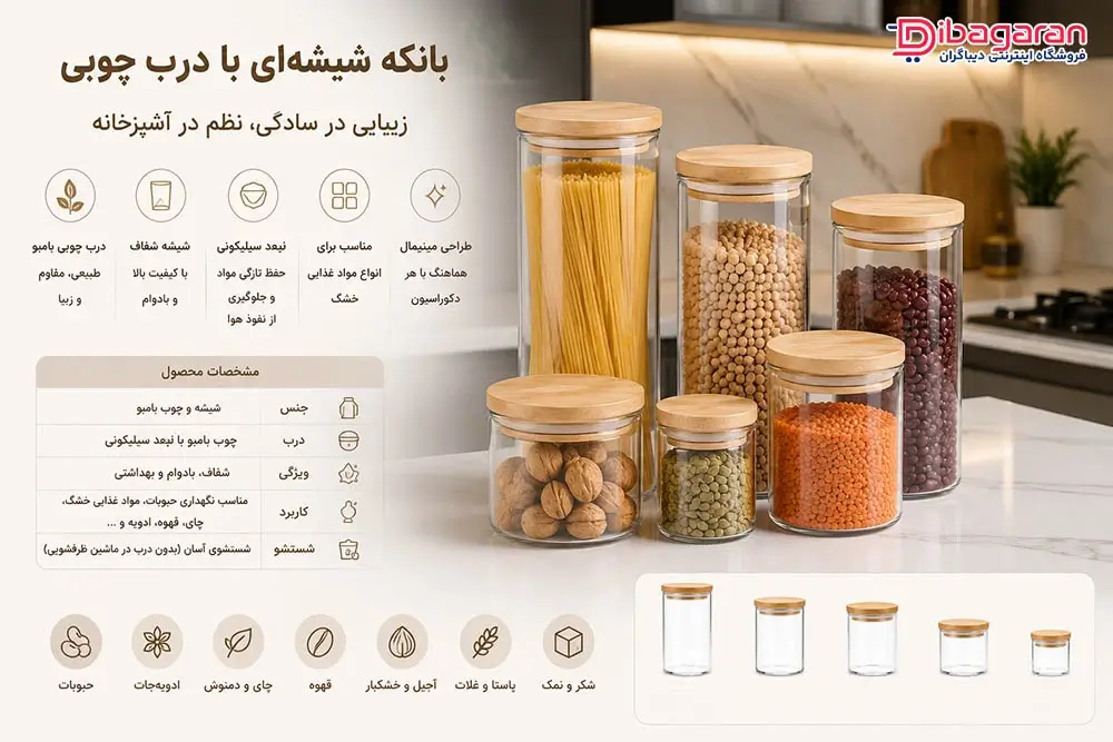 بانکه شیشه ای درب چوبی ریور