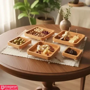 ست پذیرایی چوبی 5 تکه پایه فلزی